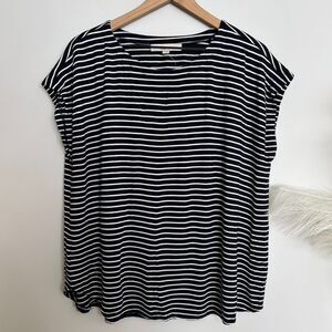 Loft Cap Sleeve Striped Swing Tee Top